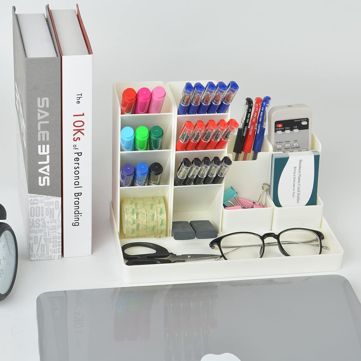 SAMAZAMA Pen Organizer for Desk, Office Supplies Desk organizers and Accessories, Multi-Functional DIY Pen Holder, Desktop Stationary Organizer Caddy, Supply Organizers for Office, School, Home, Blue - Image 6